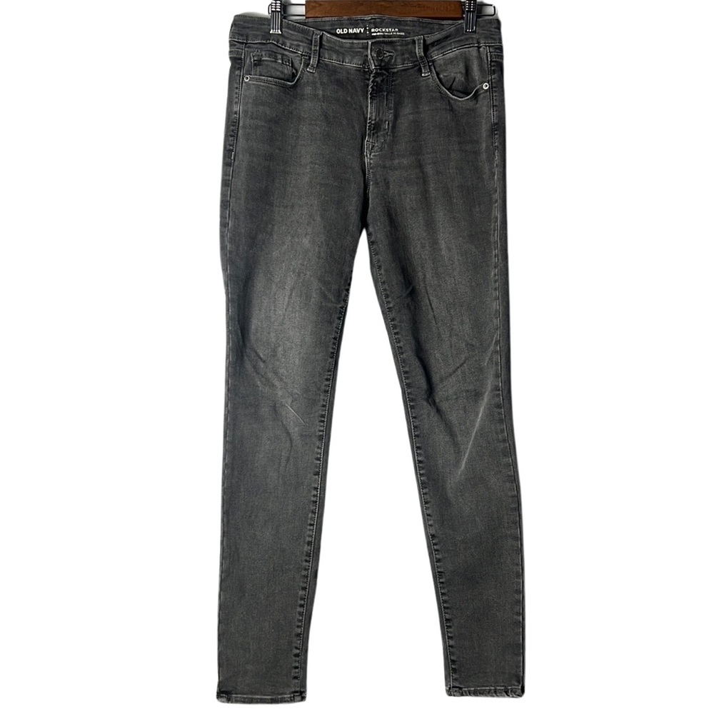 (Old Navy) Gray Rockstar Mid-Rise Super Skinny Jeans